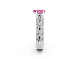 White gold Pear Cut Pink Sapphire Solitaire Ring with Pavé and Channel Set Band_26