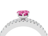 White gold Pear Cut Pink Sapphire Solitaire Ring with Pavé and Channel Set Band_28