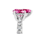 White gold Pear Cut Pink Sapphire Solitaire Ring with Round  Pavé Band and Four-Prong Setting_71