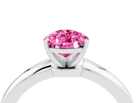 White gold Pear Cut Pink Sapphire Solitaire Ring with Six-Prong Setting and Classic Band_4