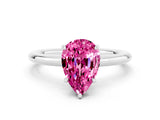 White gold Pear Cut Pink Sapphire Solitaire Ring with Thin Band and Four-Prong Setting_36