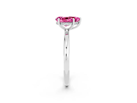 White gold Pear Cut Pink Sapphire Solitaire Ring with Thin Band and Four-Prong Setting_38