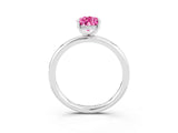 White gold Pear Cut Pink Sapphire Solitaire Ring with Thin Band and Four-Prong Setting_39