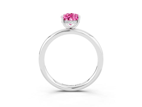 White gold Pear Cut Pink Sapphire Solitaire Ring with Thin Band and Four-Prong Setting_39