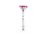 White gold Pear Cut Pink Sapphire Solitaire Ring with Thin Band and Prong Setting_14