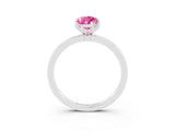 White gold Pear Cut Pink Sapphire Solitaire Ring with Thin Band and Prong Setting_15