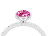 White gold Pear Cut Pink Sapphire Solitaire Ring with Thin Band and Prong Setting_16
