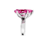 White gold Pear Cut Pink Sapphire Solitaire Ring with Thin Band and Prong Setting_17
