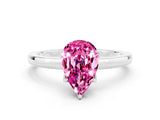 White gold Pear Cut Pink Sapphire Solitaire Ring with Thin Band and Prong Setting_18