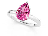 White gold Pear Cut Pink Sapphire Solitaire Ring with Thin Band and Prong Setting_19