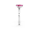 White gold Pear Cut Pink Sapphire Solitaire Ring with Thin Band and Prong Setting_20