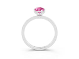 White gold Pear Cut Pink Sapphire Solitaire Ring with Thin Band and Prong Setting_21