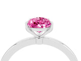 White gold Pear Cut Pink Sapphire Solitaire Ring with Thin Band and Prong Setting_22