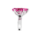 White gold Pear Cut Pink Sapphire Solitaire Ring with Thin Band and Prong Setting_23