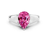 White gold Pear Cut Pink Sapphire Solitaire Ring with Wide Band and Prong Setting_24