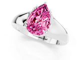 White gold Pear Cut Pink Sapphire Solitaire Ring with Wide Band and Prong Setting_25