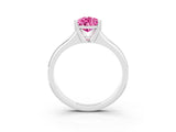 White gold Pear Cut Pink Sapphire Solitaire Ring with Wide Band and Prong Setting_27