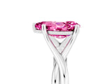 White gold Pear Cut Pink Sapphire Solitaire Twist Band Prong Setting Ring_101