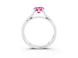White gold Pear Cut Pink Sapphire Solitaire Twist Band Prong Setting Ring_99