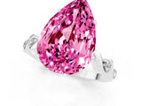 White gold Pear Cut Pink Sapphire Solitaire Twisted Band with Round  Accents and Prong Setting_13