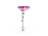 White gold Pear Cut Pink Sapphire Solitaire Twisted Band with Round  Accents and Prong Setting_14