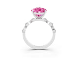 White gold Pear Cut Pink Sapphire Solitaire Twisted Band with Round  Accents and Prong Setting_15
