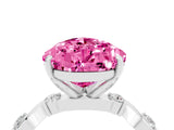 White gold Pear Cut Pink Sapphire Solitaire Twisted Band with Round  Accents and Prong Setting_16
