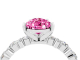 White gold Pear Cut Pink Sapphire Solitaire with Side Stones, Pave Band, Four-Prong Setting_76