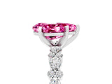 White gold Pear Cut Pink Sapphire Solitaire with Side Stones, Pave Band, Four-Prong Setting_77