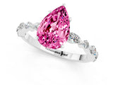 White gold Pear Cut Pink Sapphire Solitaire with Side Stones on a Pavé Band and Four-Prong Setting_25