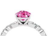 White gold Pear Cut Pink Sapphire Solitaire with Side Stones on a Pavé Band and Four-Prong Setting_28