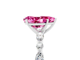 White gold Pear Cut Pink Sapphire Solitaire with Side Stones on a Pavé Band and Four-Prong Setting_29