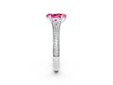 White gold Pear Cut Pink Sapphire Split Shank Engagement Ring with Pavé Band_26
