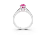 White gold Pear Cut Pink Sapphire Split Shank Engagement Ring with Pavé Band_27
