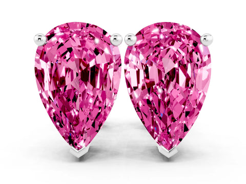 White gold Pear Cut Pink Sapphire Stud Earrings_33