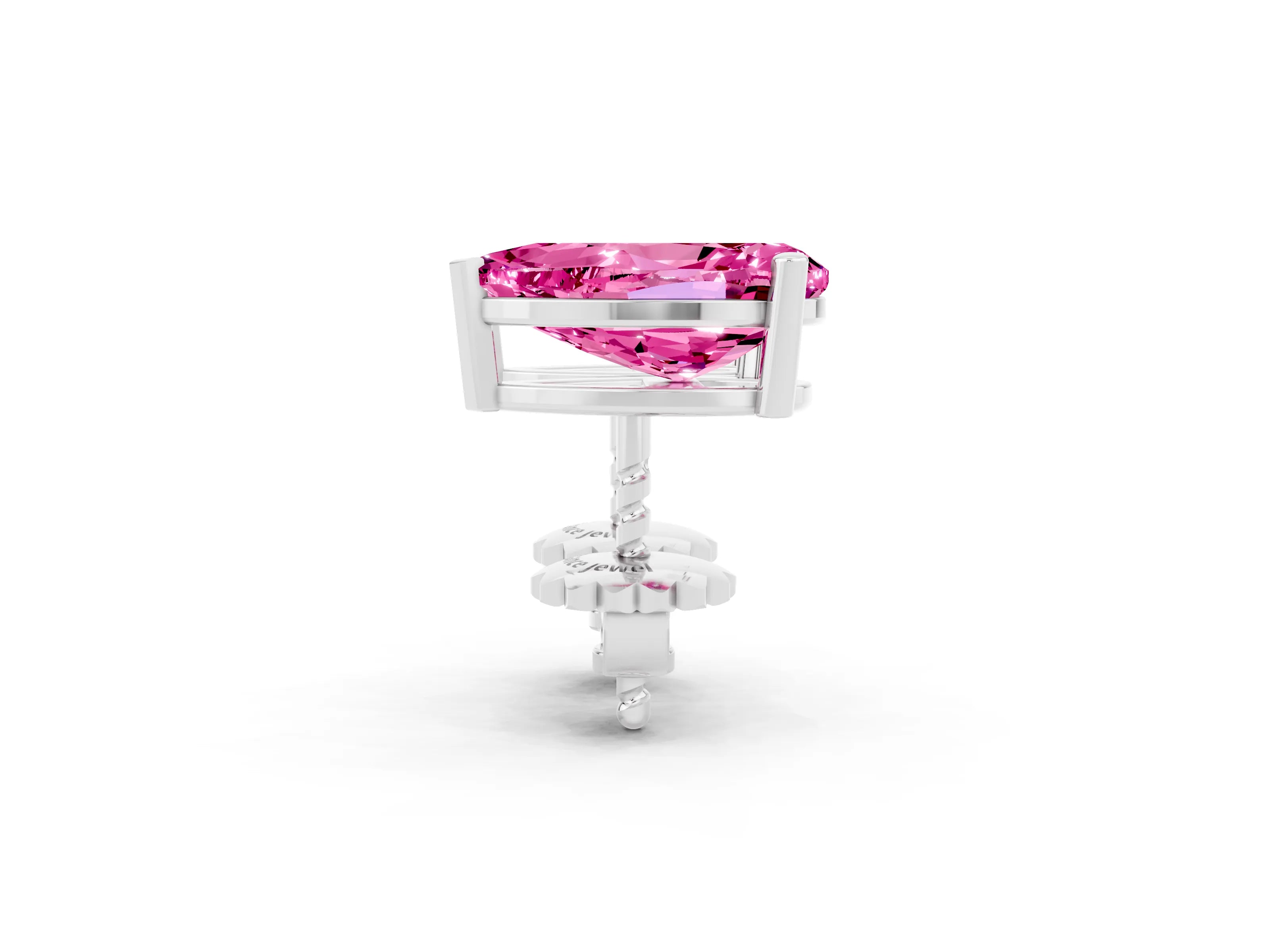 White gold Pear Cut Pink Sapphire Stud Earrings_35