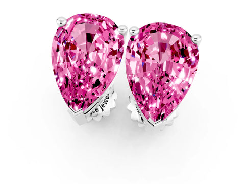 White gold Pear Cut Pink Sapphire Stud Earrings_37