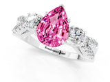 White gold Pear Cut Pink Sapphire Three-Stone Ring with Pavé Split Shank and Four-Prong Setting_37