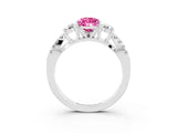 White gold Pear Cut Pink Sapphire Three-Stone Ring with Pavé Split Shank and Four-Prong Setting_39