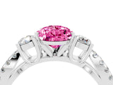 White gold Pear Cut Pink Sapphire Three-Stone Ring with Pavé Split Shank and Four-Prong Setting_40