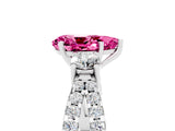 White gold Pear Cut Pink Sapphire Three-Stone Ring with Pavé Split Shank and Four-Prong Setting_41