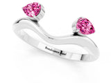 White gold Pear Cut Pink Sapphire Two-Stone Open Band Ring with Prong Setting_19