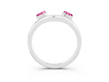White gold Pear Cut Pink Sapphire Two-Stone Open Band Ring with Prong Setting_21