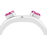 White gold Pear Cut Pink Sapphire Two-Stone Open Band Ring with Prong Setting_22