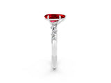 White gold Pear Cut Ruby Cluster Side Stone Solitaire Ring with Prong Setting_26