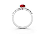 White gold Pear Cut Ruby Cluster Side Stone Solitaire Ring with Prong Setting_27