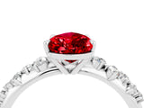 White gold Pear Cut Ruby Cluster Side Stone Solitaire Ring with Prong Setting_28