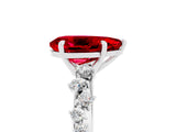 White gold Pear Cut Ruby Cluster Side Stone Solitaire Ring with Prong Setting_29