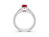 White gold Pear Cut Ruby Engagement Ring with Milgrain Channel Set Band and Prong Setting_3