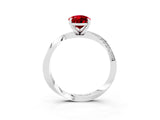 White gold Pear Cut Ruby Engagement Ring with Side Stone Accents and Four-Prong Setting_75
